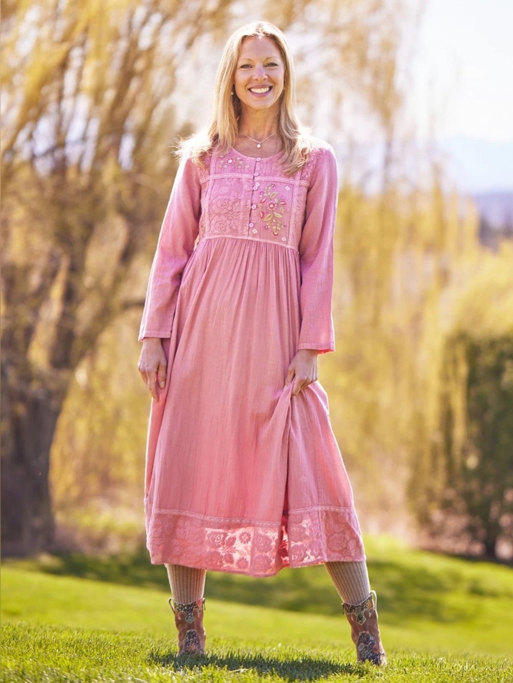 NEW April Cornell Love Note Dress dusty Rose